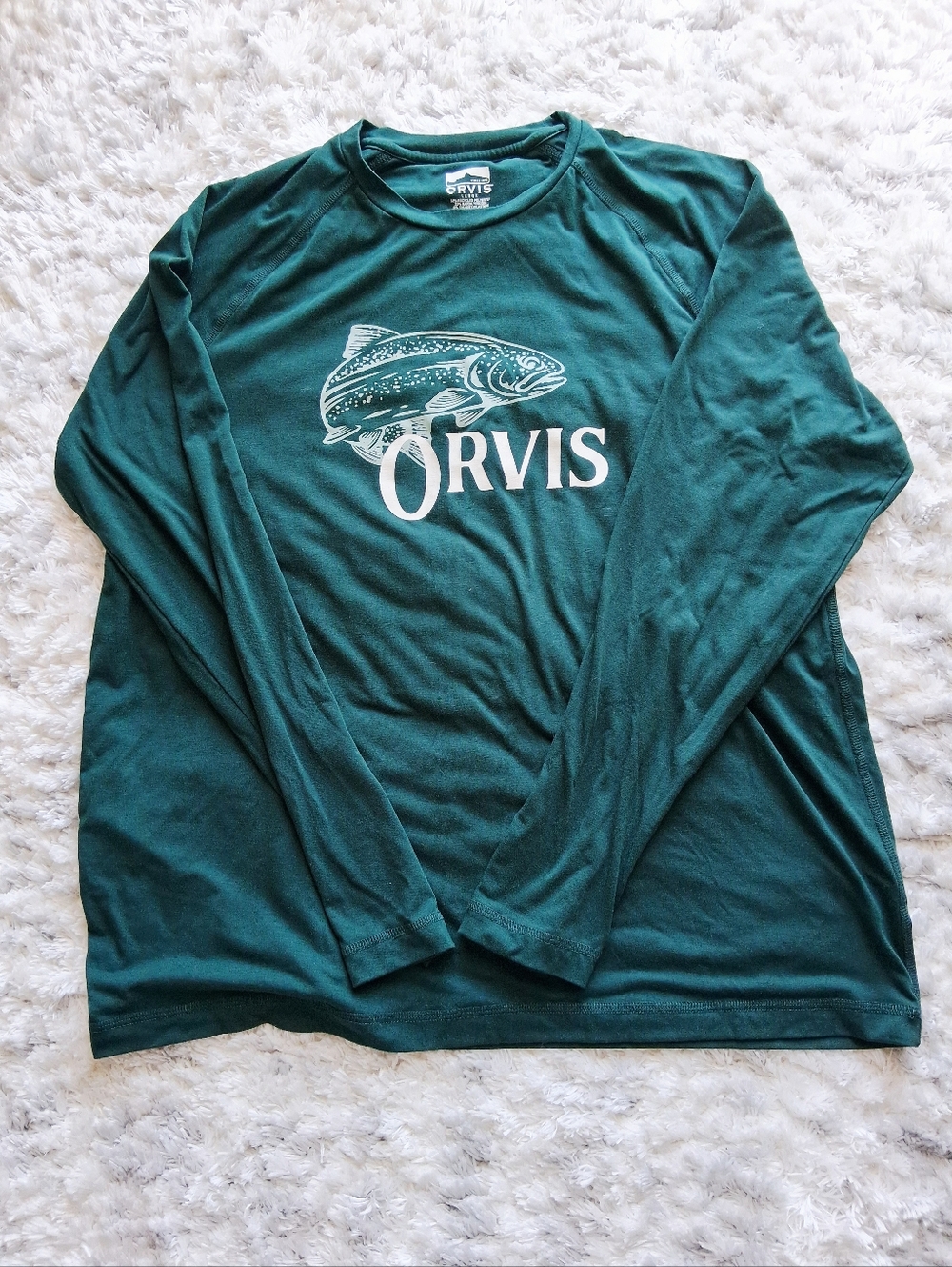 Orvis Teal Green Long Sleeve Graphic Shirt Size: L